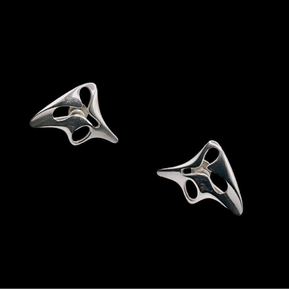 Georg Jensen Sterling Silver "Amoeba" Earrings No. 119 by Henning Koppel